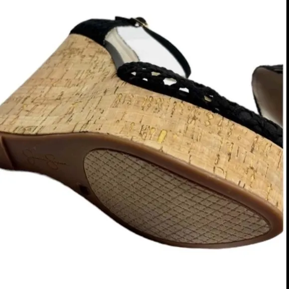 NEW Jessica Simpson Marshela Ankle-Strap Platform Wedge Sandals Black Sz 8