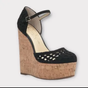 NEW Jessica Simpson Marshela Ankle-Strap Platform Wedge Sandals Black Sz 8