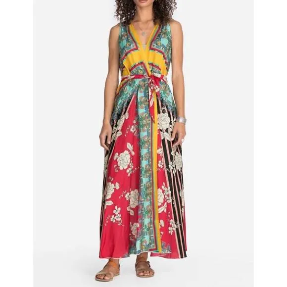 NEW JOHNNY WAS lapis alexis dress in multi
