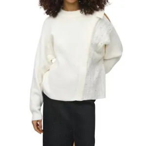 NEW JOSEPH RIBKOFF embellished crew neck sweater in ivory