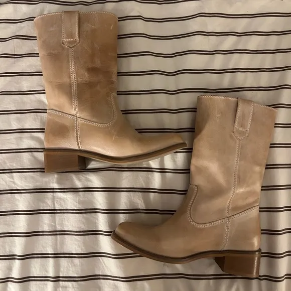 New JULIA GAUCHO BOOT IN LIGHT TAN ESCOVADO LEATHER