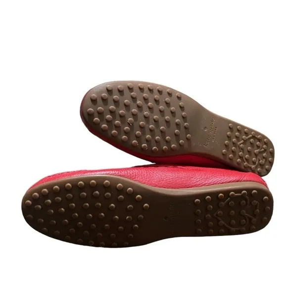 NEW Kate Spade Corrie Red Leather Women's Flat Slip On Loafers Size 6.5