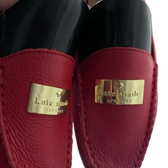 NEW Kate Spade Corrie Red Leather Women's Flat Slip On Loafers Size 6.5