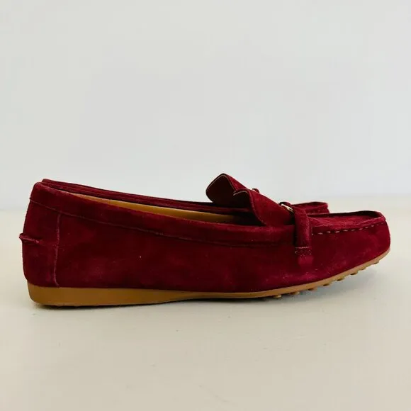 NEW KATE SPADE NEW YORK BERNICE BURGUNDY SUEDE LOAFERS SLIP-ON FLATS