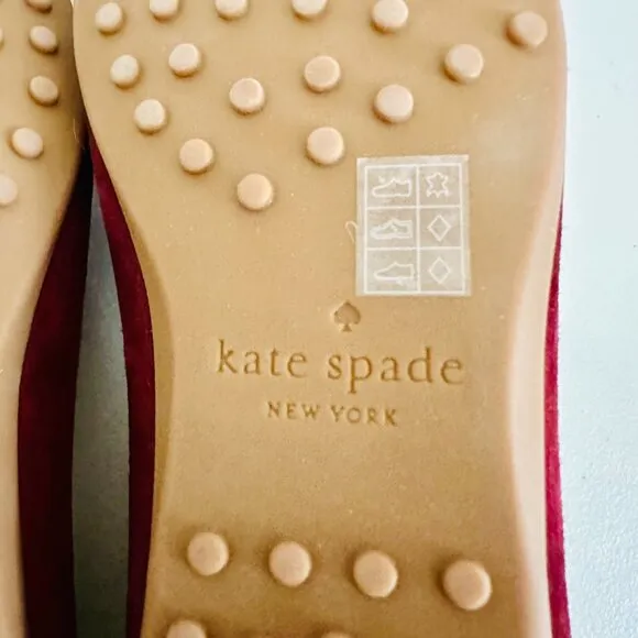 NEW KATE SPADE NEW YORK BERNICE BURGUNDY SUEDE LOAFERS SLIP-ON FLATS