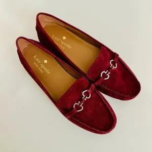 NEW KATE SPADE NEW YORK BERNICE BURGUNDY SUEDE LOAFERS SLIP-ON FLATS