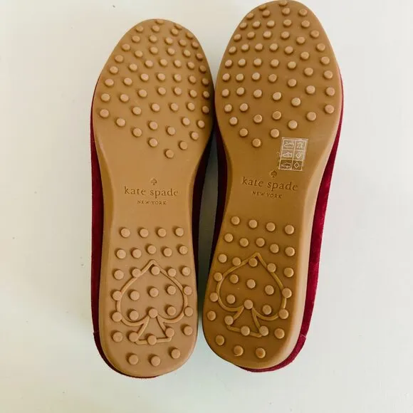 NEW KATE SPADE NEW YORK BERNICE BURGUNDY SUEDE LOAFERS SLIP-ON FLATS