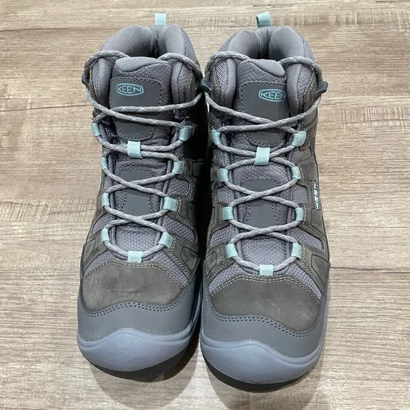 NEW KEEN Circadia Mid‎ Waterproof Hiking Boots Grey and Blue Women's Size 10.5