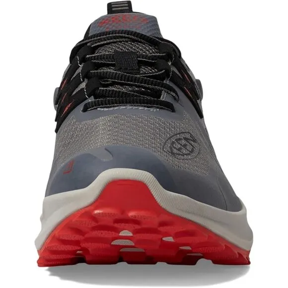 NEW KEEN Zionic Waterproof Mens Hiking Shoes (Steel Grey/Poppy Red) Size 13