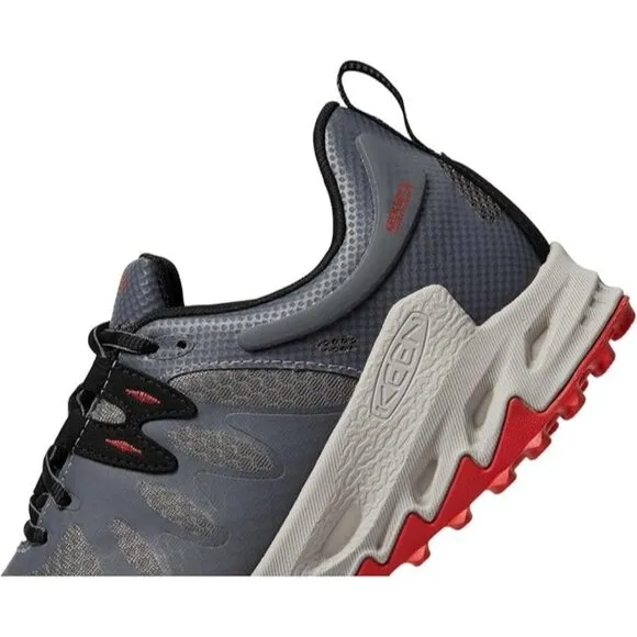 NEW KEEN Zionic Waterproof Mens Hiking Shoes (Steel Grey/Poppy Red) Size 13