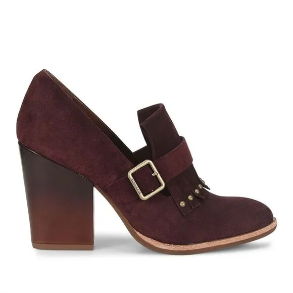 New Kork-Ease Burgundy Prim Suede Pump reddish purple high heels loafers 7.5-8.5