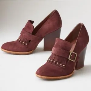 New Kork-Ease Burgundy Prim Suede Pump reddish purple high heels loafers 7.5-8.5