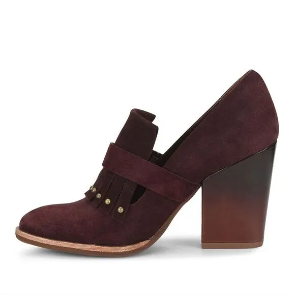 New Kork-Ease Burgundy Prim Suede Pump reddish purple high heels loafers 7.5-8.5