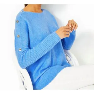 NEW LILLY PULITZER arna boat-neck pullover sweater in heathered abaco blue