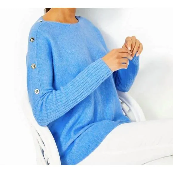 NEW LILLY PULITZER arna boat-neck pullover sweater in heathered abaco blue