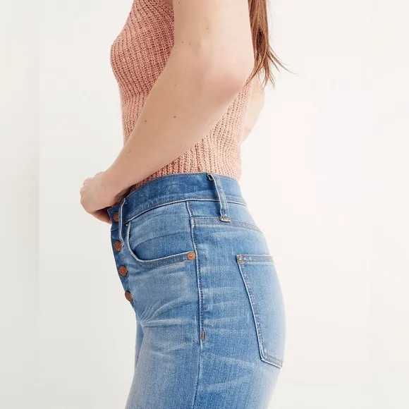 NEW! Madewell Cali Demi Boot Button Front Jeans Distressed Frayed Hem SZ 23