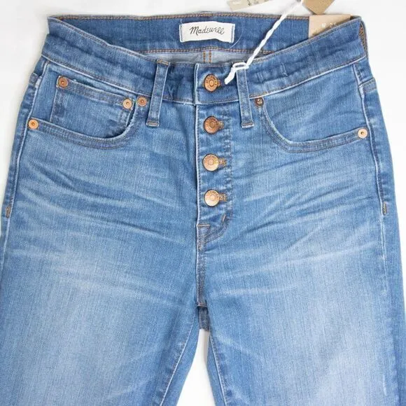 NEW Madewell‎ Cali Demi-Boot Jeans in Bronson Wash: Button-Front, size 25