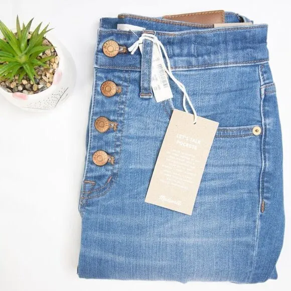 NEW Madewell‎ Cali Demi-Boot Jeans in Bronson Wash: Button-Front, size 25