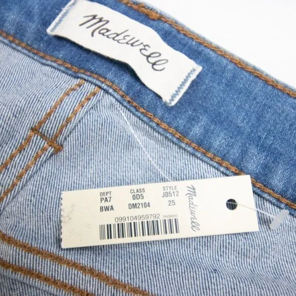 NEW Madewell‎ Cali Demi-Boot Jeans in Bronson Wash: Button-Front, size 25