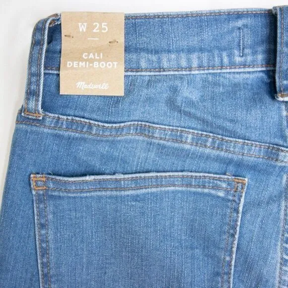 NEW Madewell‎ Cali Demi-Boot Jeans in Bronson Wash: Button-Front, size 25