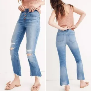 NEW Madewell‎ Cali Demi-Boot Jeans in Bronson Wash: Button-Front, size 25