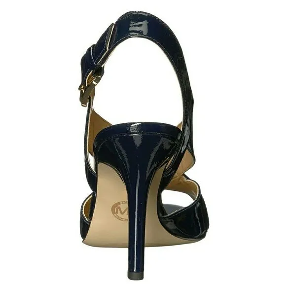 New! MICHAEL KORS Women's Patent Leather Slingback Sandals Size 6 Navy Blue