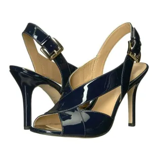 New! MICHAEL KORS Women's Patent Leather Slingback Sandals Size 6 Navy Blue