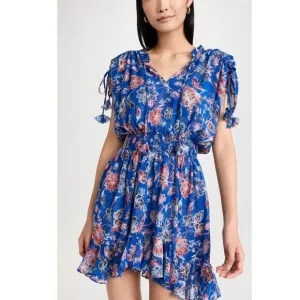 New MISA Dominique Blue Floral Mini Dress P2794