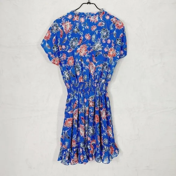 New MISA Dominique Blue Floral Mini Dress P2794