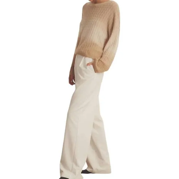 NEW NAADAM luxe cashmere dip dye crew sweater in tan combo