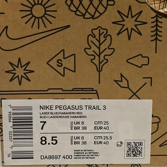 NEW Nike Pegasus Trail 3 Sneakers size 40 EU Unisex Blue