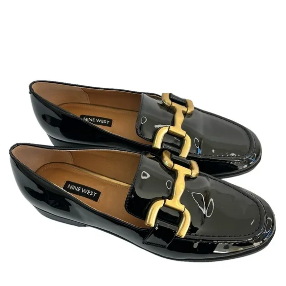New Nine West Lilma Loafer Black patent leather size 8.5 women’s Shoes Flats