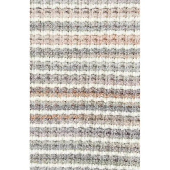 NEW NORDSTROM signature wool mohair crew neck stripe sweater in gray, white