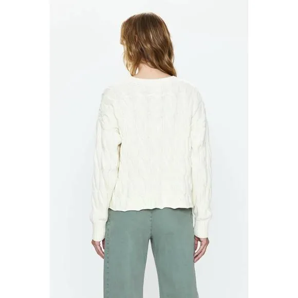 NEW PISTOLA eva crew neck sweater in ecru cable
