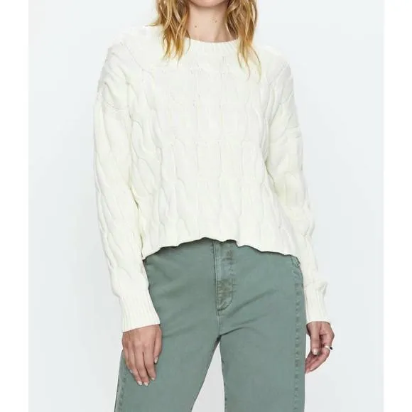 NEW PISTOLA eva crew neck sweater in ecru cable