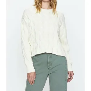 NEW PISTOLA eva crew neck sweater in ecru cable