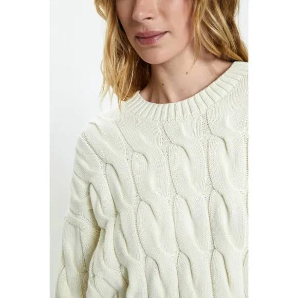 NEW PISTOLA eva crew neck sweater in ecru cable