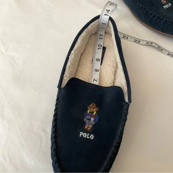 New Polo Ralph Lauren Collins Apre Ski Bear Suede Loafers Faux Fur Lining
