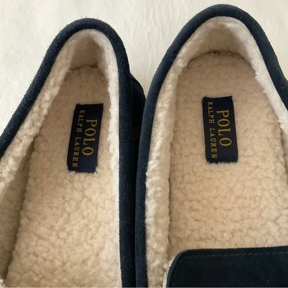 New Polo Ralph Lauren Collins Apre Ski Bear Suede Loafers Faux Fur Lining