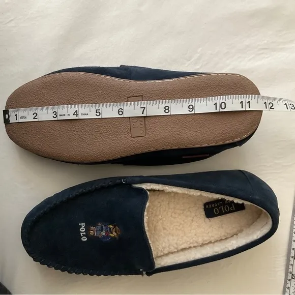 New Polo Ralph Lauren Collins Apre Ski Bear Suede Loafers Faux Fur Lining