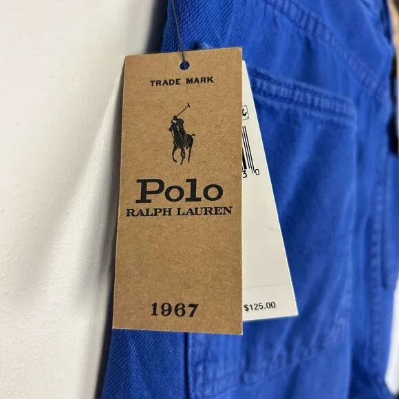 NEW Polo Ralph Lauren Varick Slim Straight Hemp Mens 33x32 Denim Blue Jeans Blue