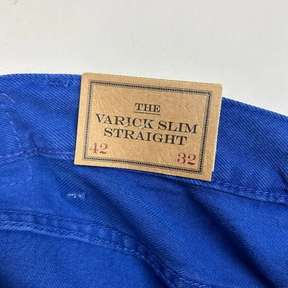 NEW Polo Ralph Lauren Varick Slim Straight Hemp Mens 42x32 Denim Blue Jeans Blue