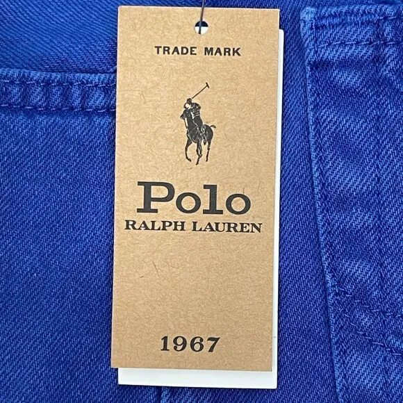 NEW Polo Ralph Lauren Varick Slim Straight Hemp Mens 42x32 Denim Blue Jeans Blue