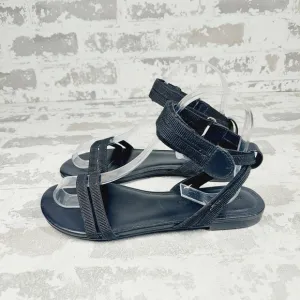 New Rebecca Allen The Flat Black Two-Strap Sandals D704