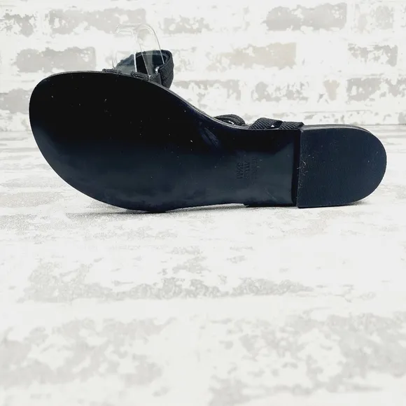 New Rebecca Allen The Flat Black Two-Strap Sandals D704