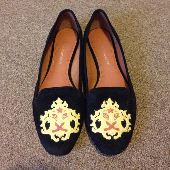 New Rebecca Minkoff zodiac astrology leo lion embroidered suede smoking slipper