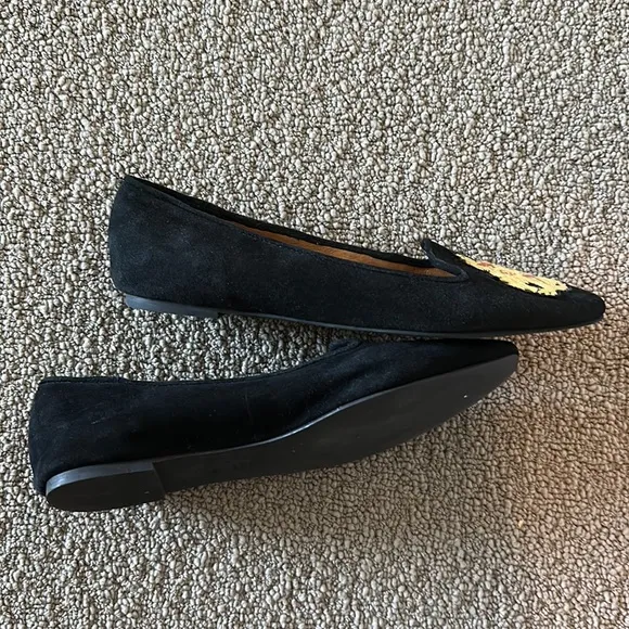 New Rebecca Minkoff zodiac astrology leo lion embroidered suede smoking slipper