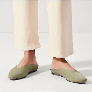 New Rothy’s Almond Demi Mules Flats Olive Khaki Sage Neutral Cedar Green