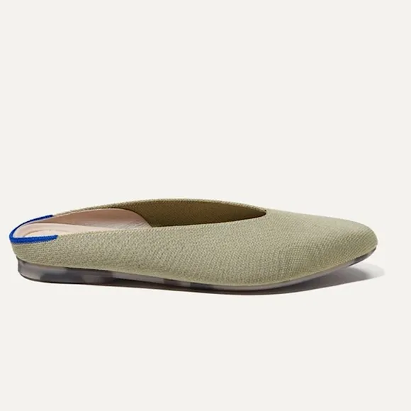 New Rothy’s Almond Demi Mules Flats Olive Khaki Sage Neutral Cedar Green