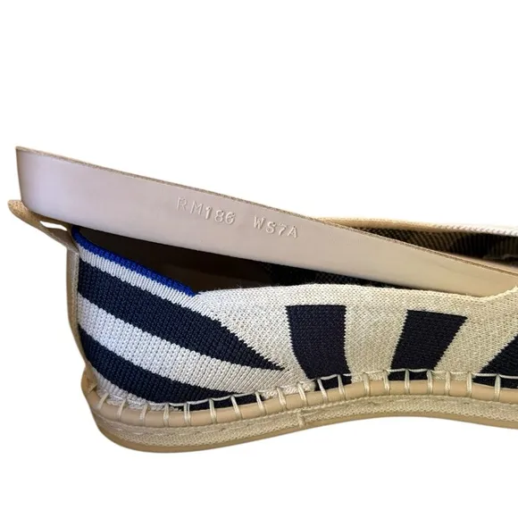 NEW Rothy’s The Espadrille Navy Sailor Stripes Lace Ankle Tie Wrap Espadrilles 7
